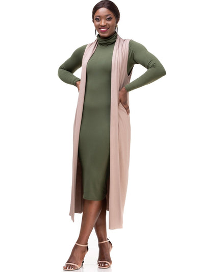 Vivo Basic Sleeveless Long Lily Waterfall - Taupe - Shopzetu
