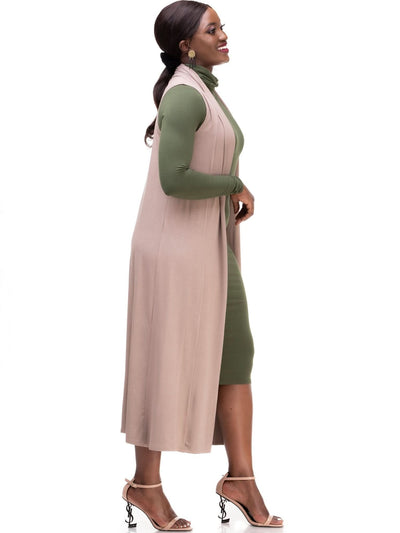 Vivo Basic Sleeveless Long Lily Waterfall - Taupe - Shopzetu