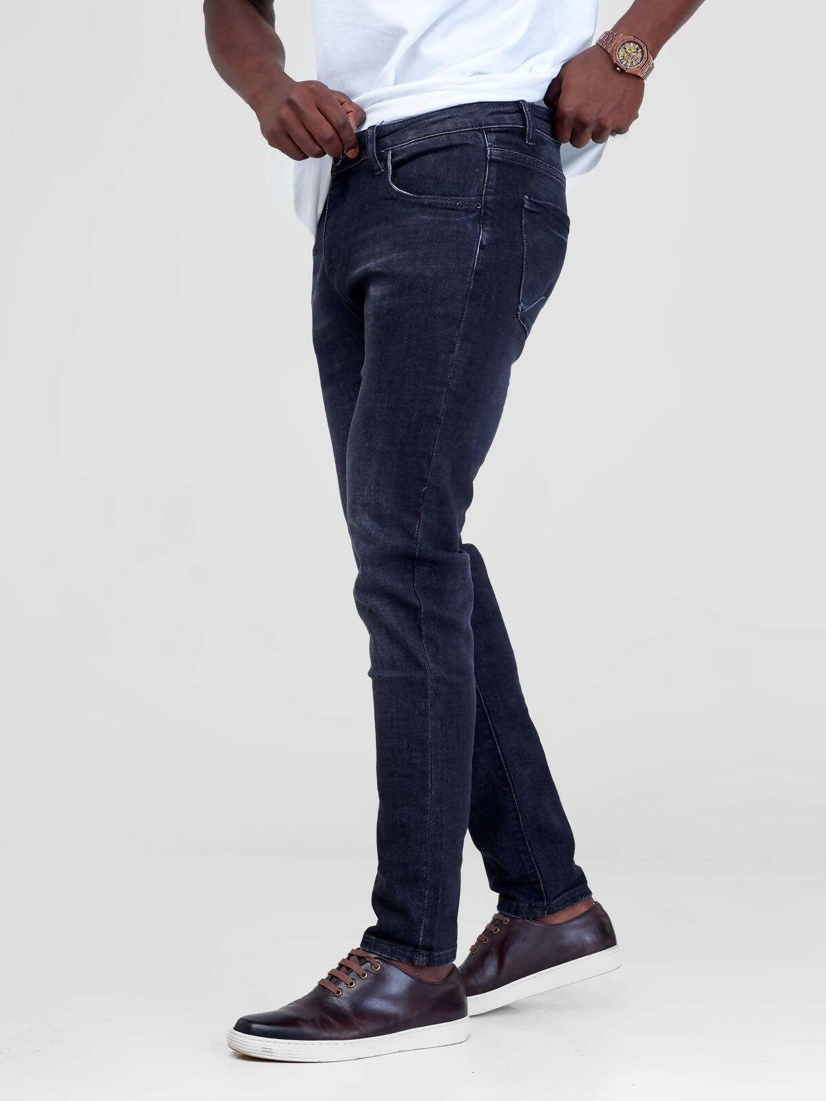 Stylish Sisters Men's Plain Jeans - Faded Black - Shopzetu