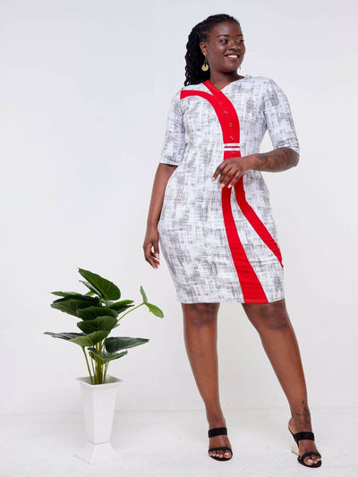 Dd Holdings Back Slit Buttoned Bodycon Dress - Red - Shopzetu