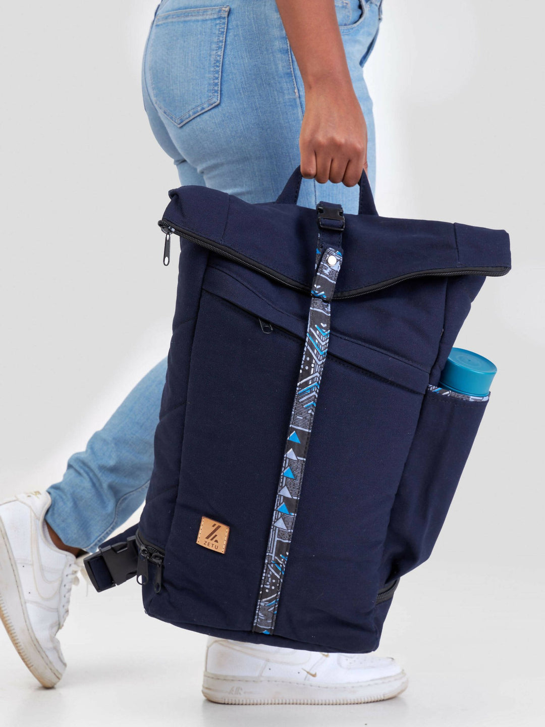 Zetu Africa Canvas Laptop Bag - Navy Blue - Shopzetu