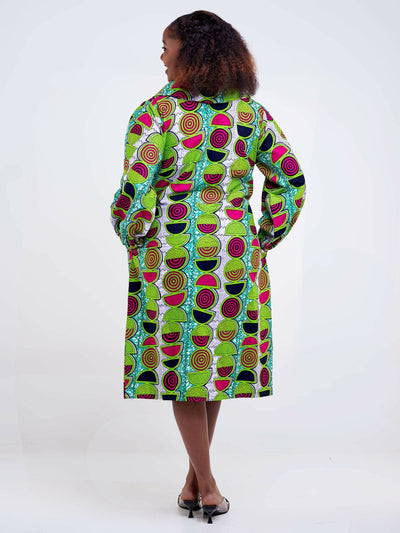 Manita Collections Mid-Length Lemon Colored Ankara Dress - Lemon Green - Shopzetu