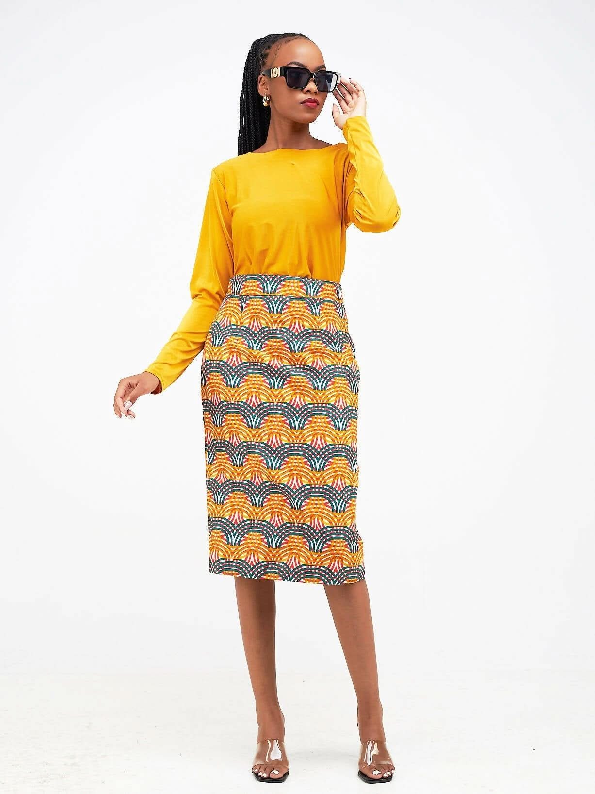 Simbaress Ankara Mix Kajumba Dress - Orange - Shopzetu