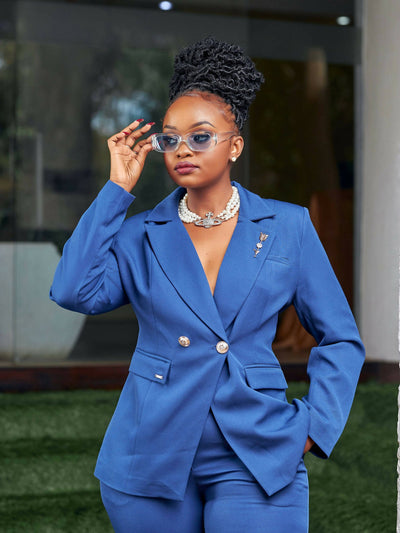 The Fashion Frenzy Pant Suit - Blue - Shopzetu