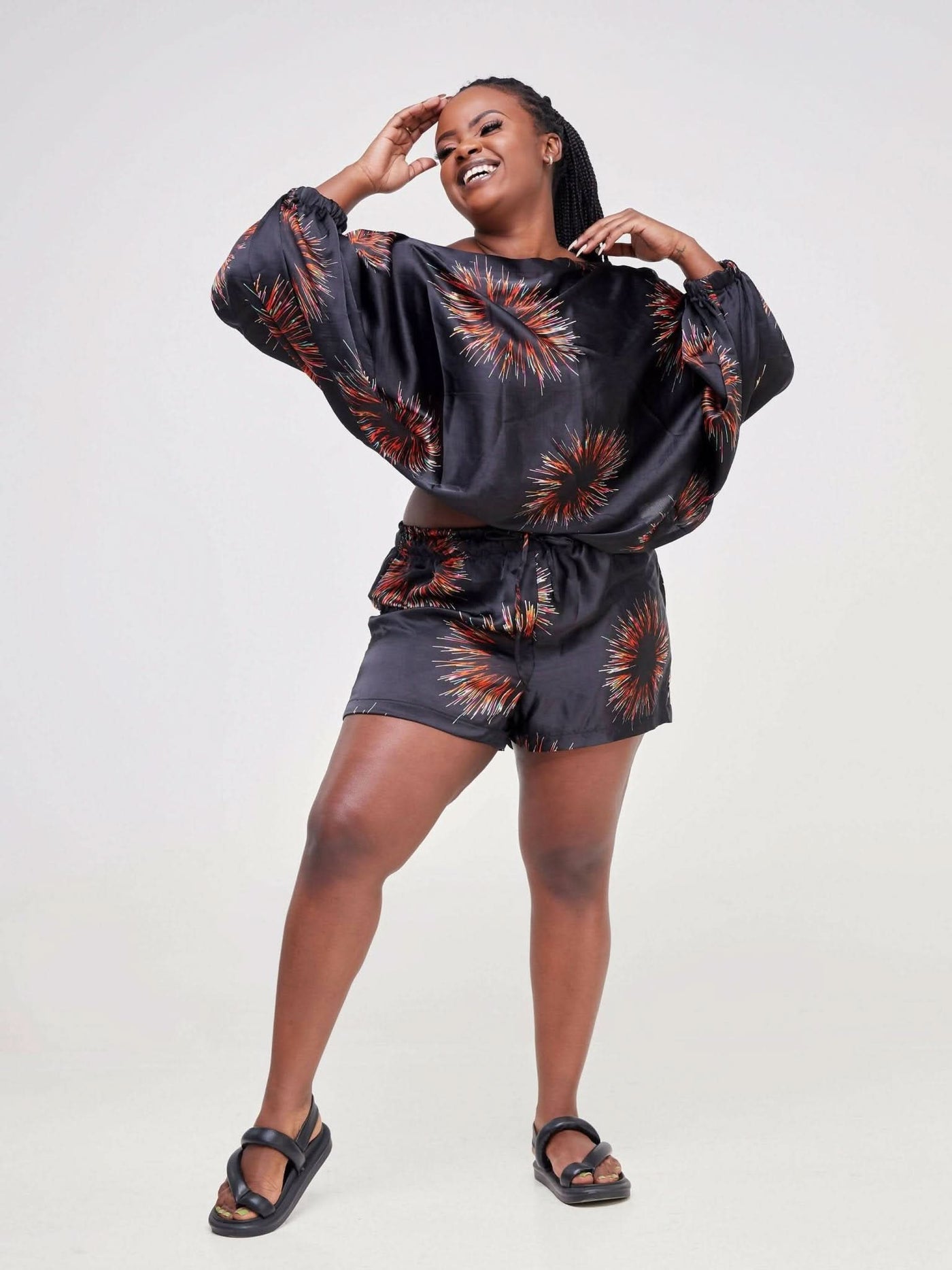 Zoe Qu'an Elevate Fire Works Shorts Only - Black - Shopzetu