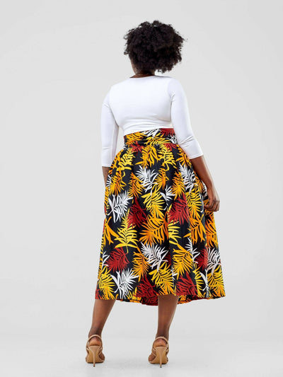 Pretty Gline African Balloon Skirt - Orange / Yellow Print - Shopzetu