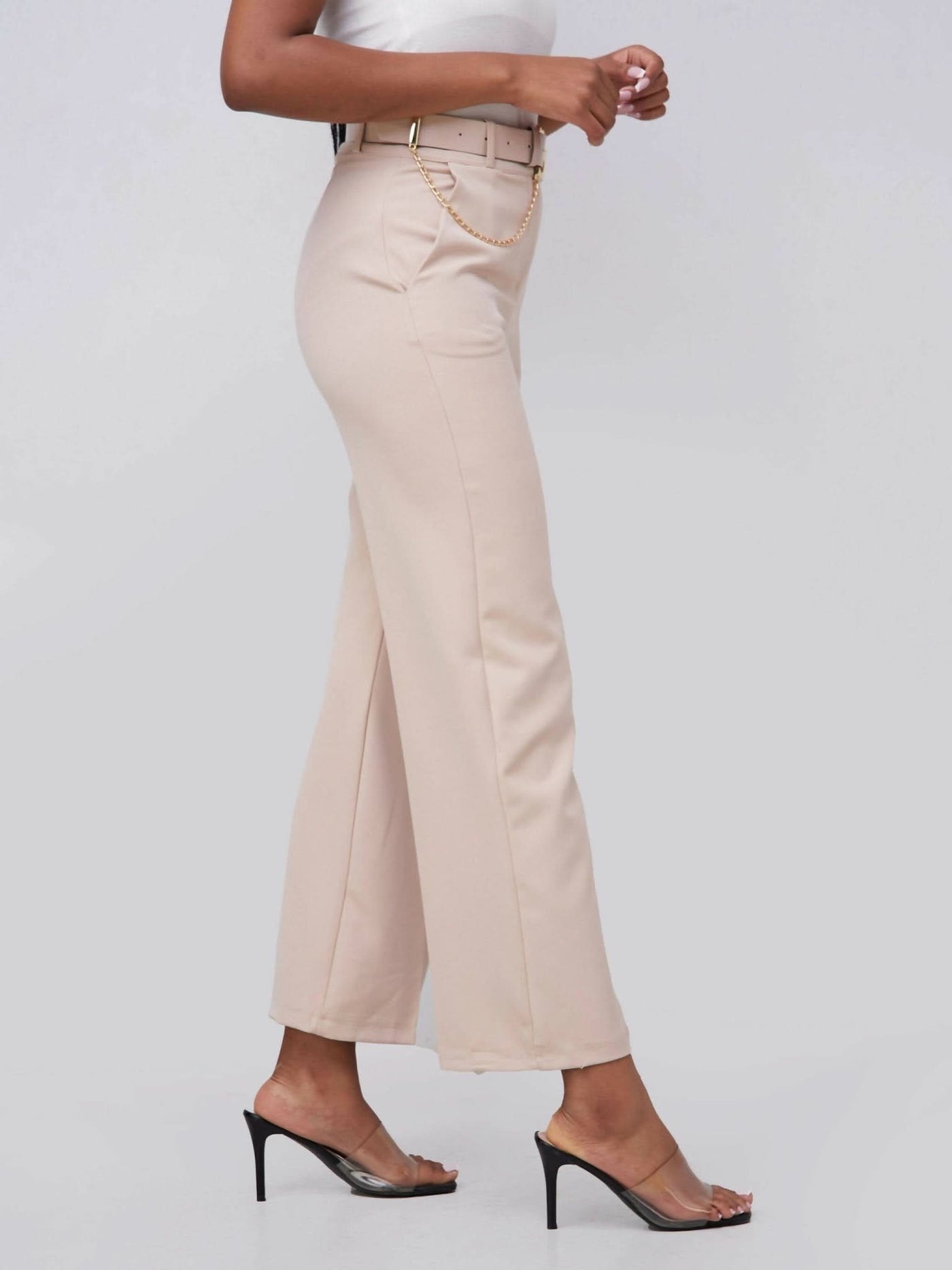 The Fashion Frenzy Flared Trouser - Cream - Shopzetu