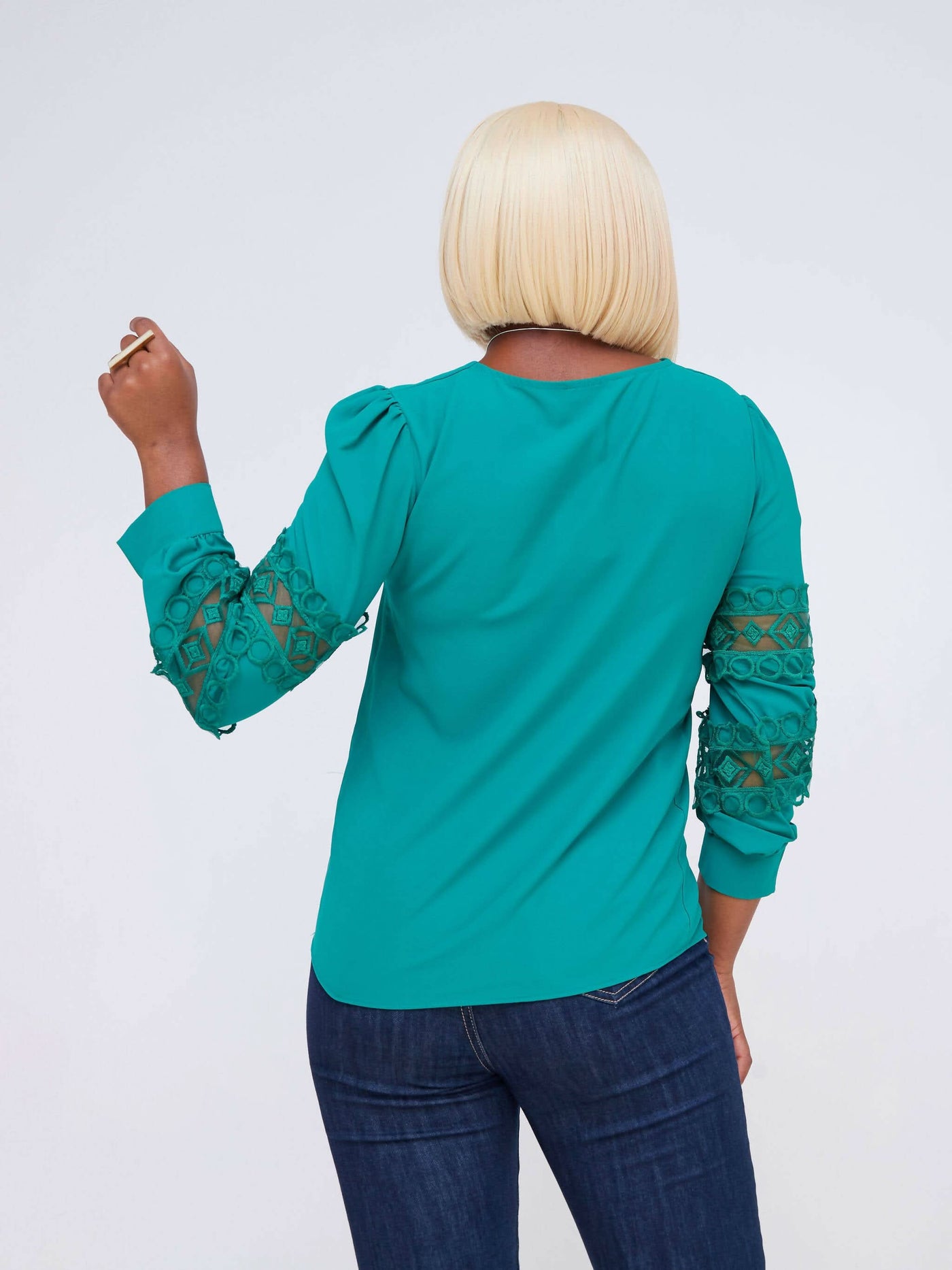 The Fashion Frenzy Laced Blouse - Jungle Green - Shopzetu