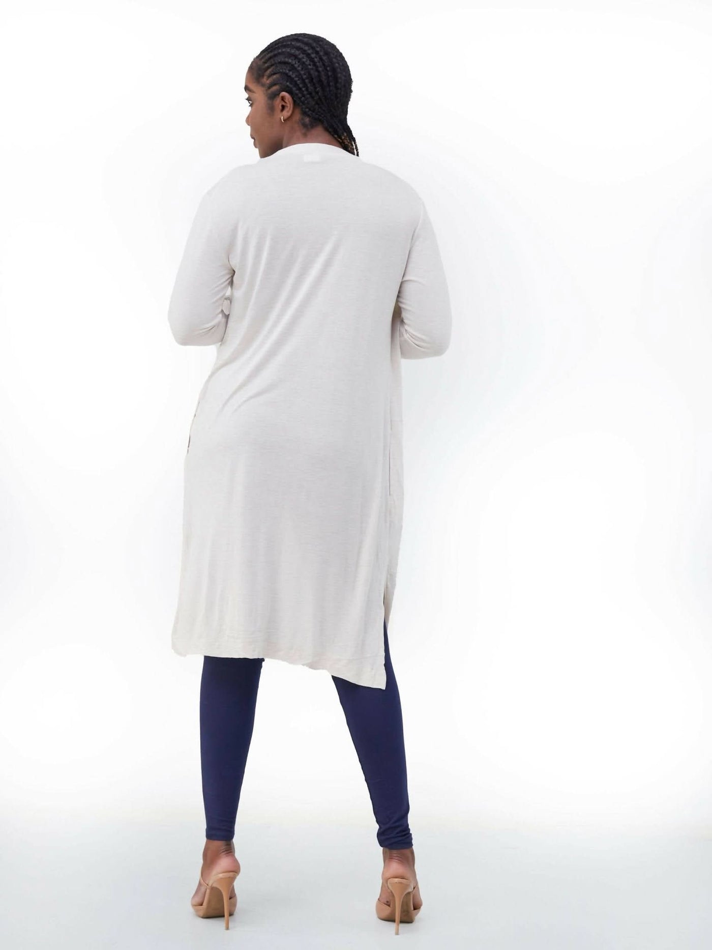Hessed Long Buttoned Waterfall - Natural - Shopzetu