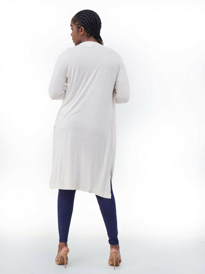 Hessed Long Buttoned Waterfall - Natural - Shopzetu