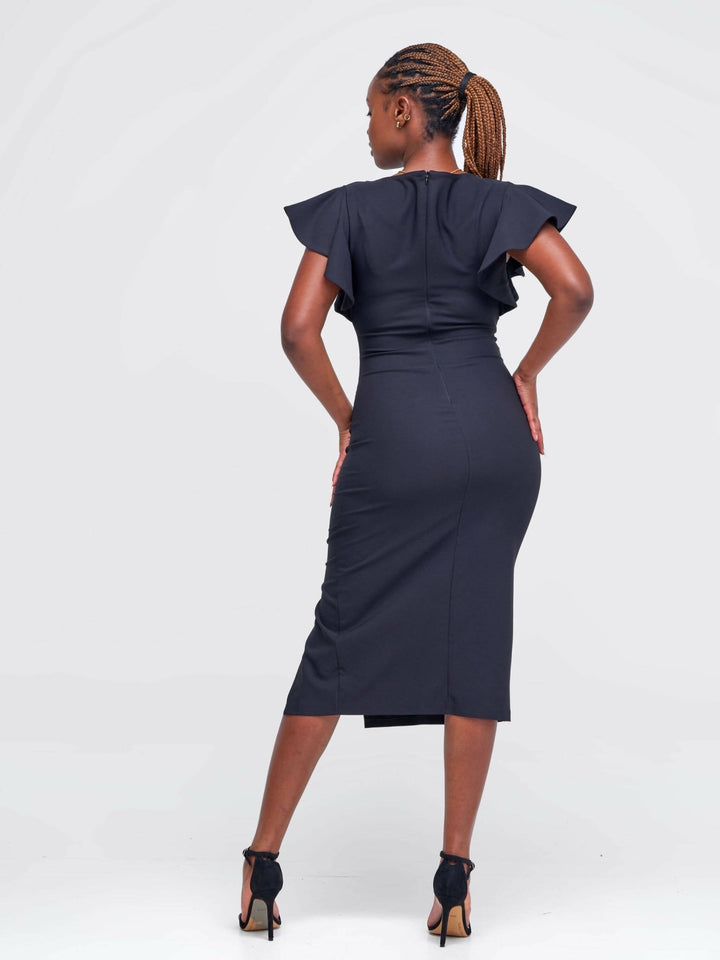 The Fashion Frenzy Bell Cap Sleeve Dress - Black - Shopzetu