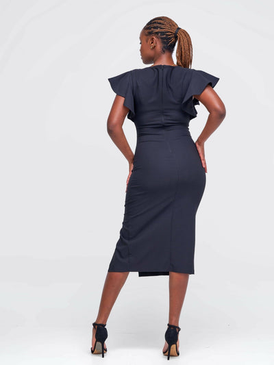 The Fashion Frenzy Bell Cap Sleeve Dress - Black - Shopzetu
