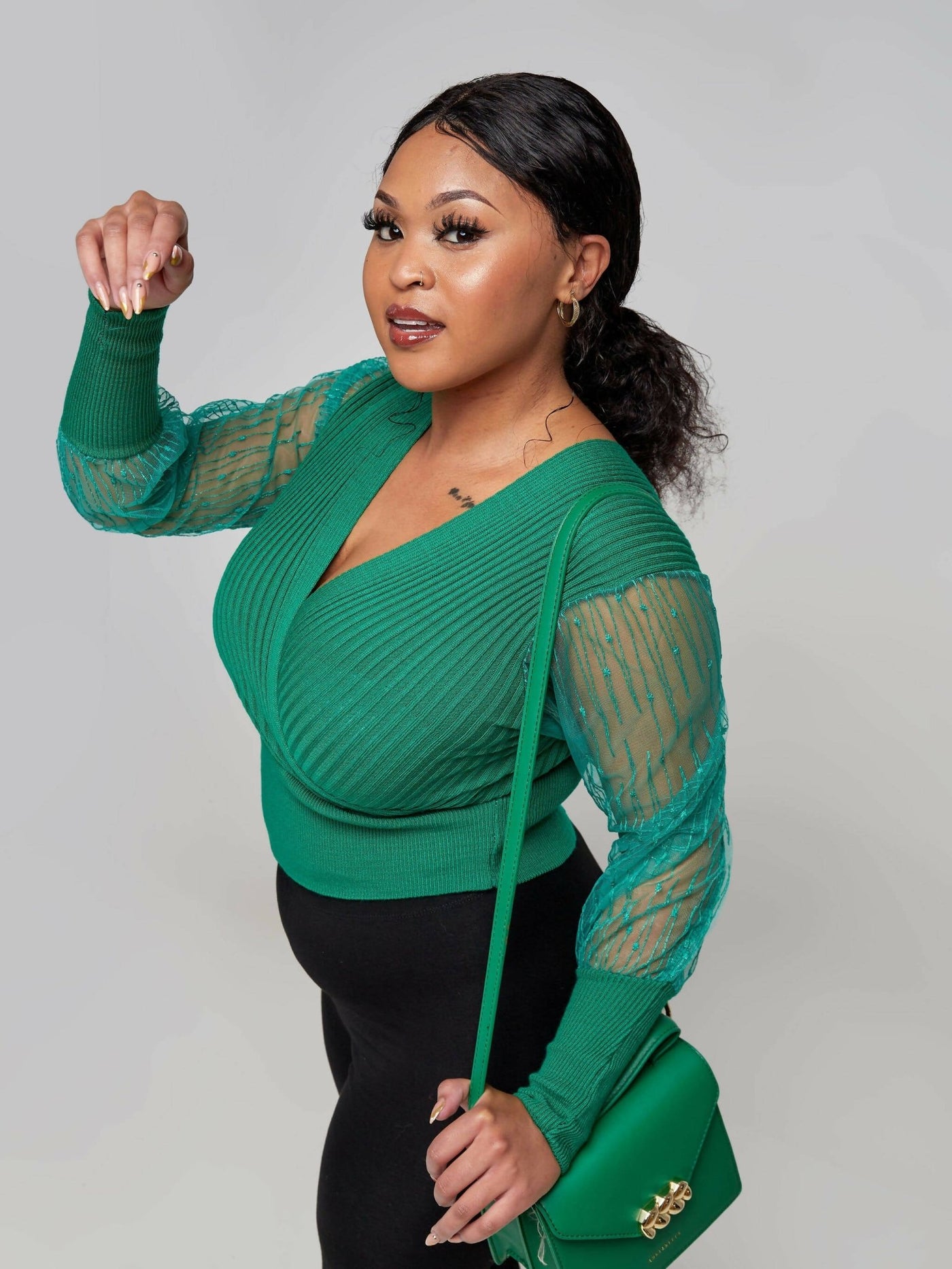 Infy Knit Wear Top - Green - Shopzetu