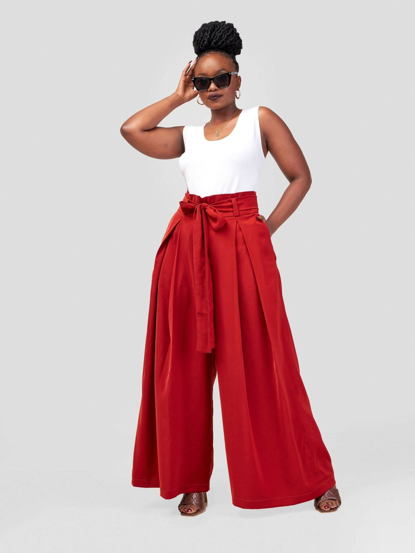 Izulu Natibu Pants - Burnt Orange - Shopzetu