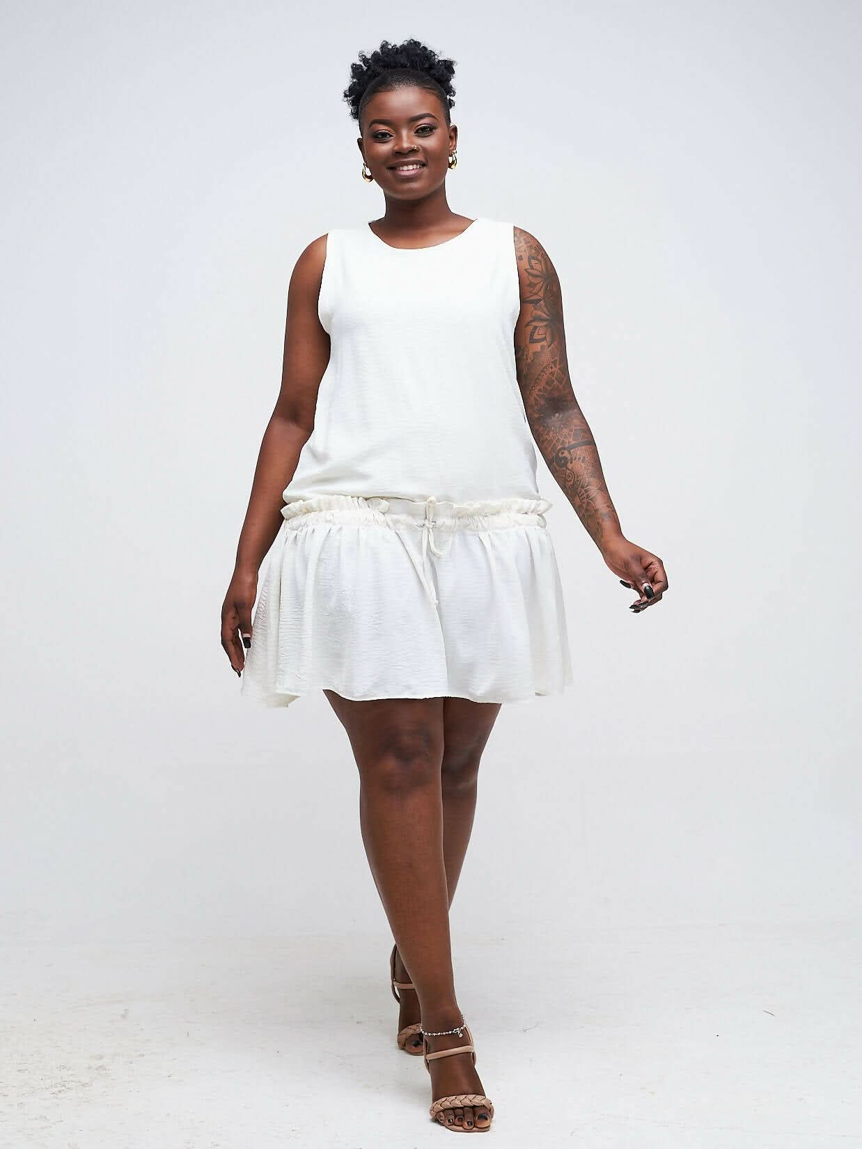 Simbaress Pierra Shift Dress - Cream - Shopzetu