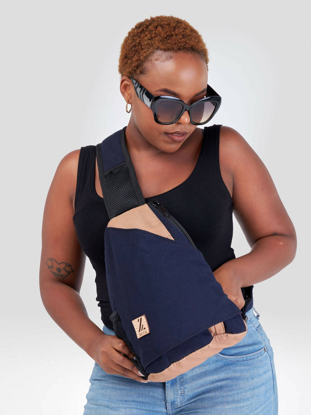 Zetu Africa Slingbag Crossbag - Navy Blue - Shopzetu