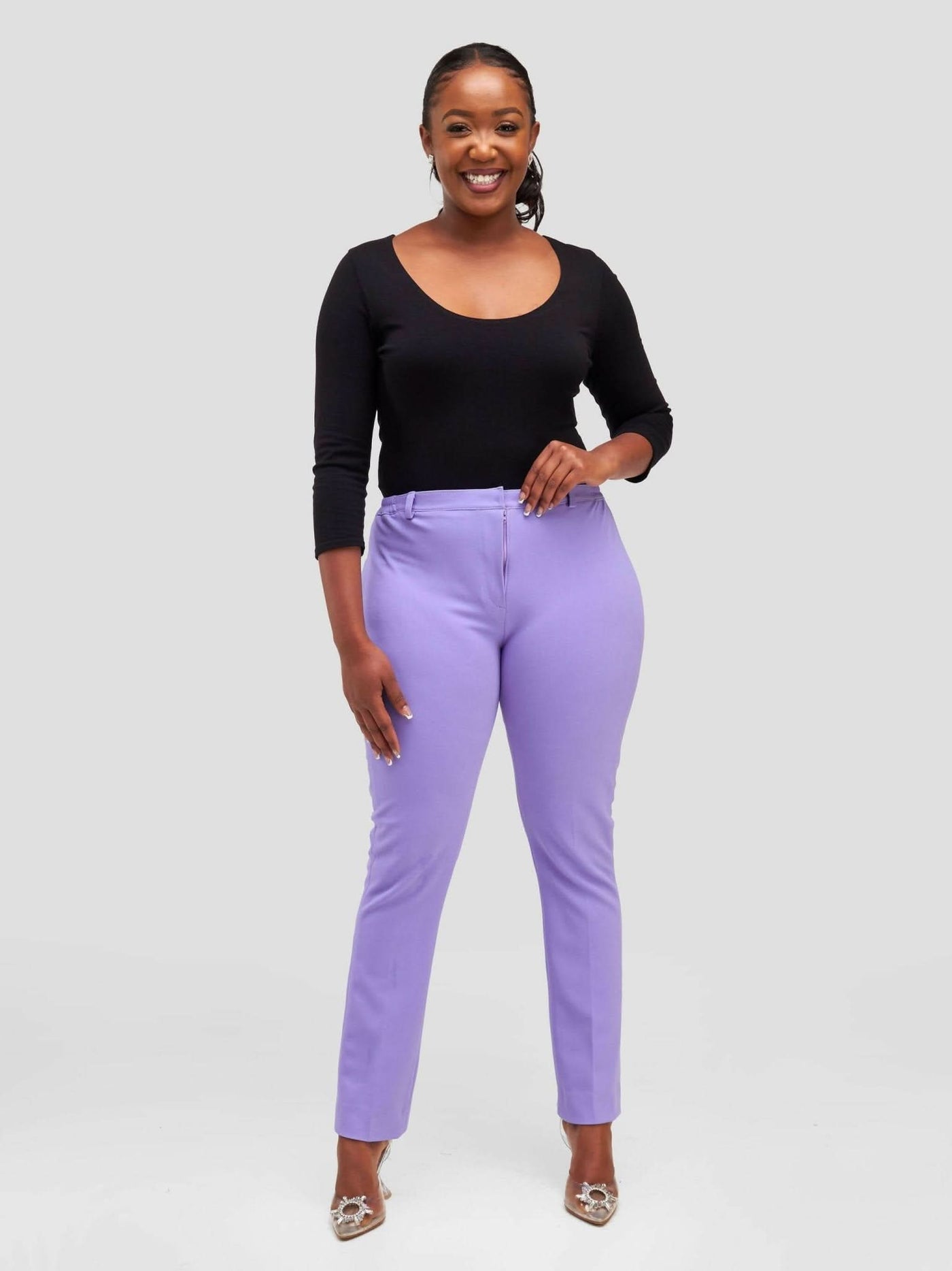 Curves BD Pants - Lavender - Shopzetu