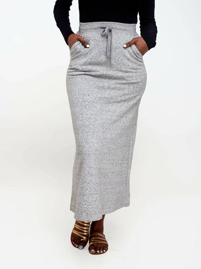 Hessed Maxi Long Skirt - Light Grey - Shopzetu