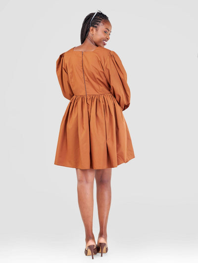 Izulu Doldol Mini Dress - Chocolate Brown - Shopzetu