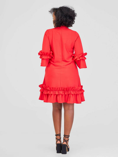 Jolly Fancy Wear Lulu Shift dress- Red - Shopzetu