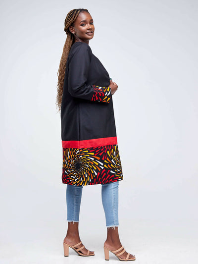 Da'joy Fashions Iliad Ankara Coat - Black