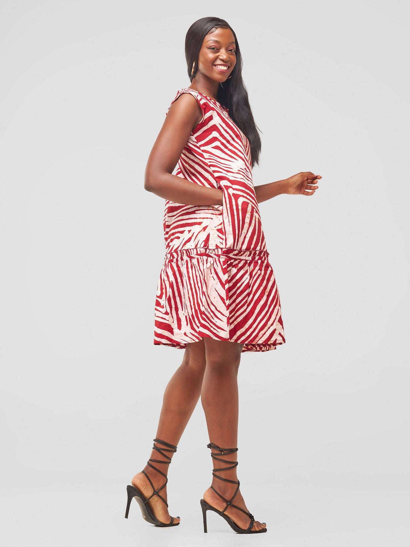 The Fashion Frenzy Raha Printed Shift Dress - Maroon - Shopzetu