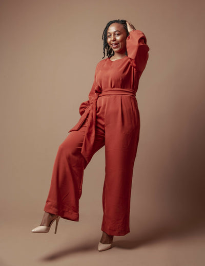 Mnubistyle Fire Jumpsuit - Orange - Shopzetu