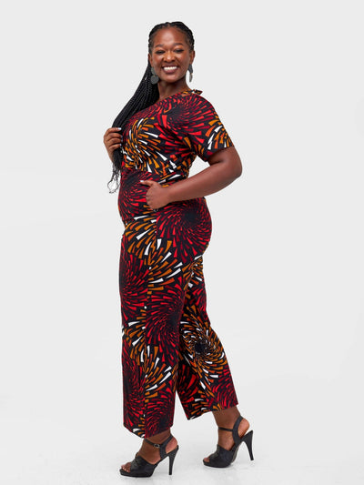 Gravio Fashions Spiral Jumpsuit - Red - Shopzetu