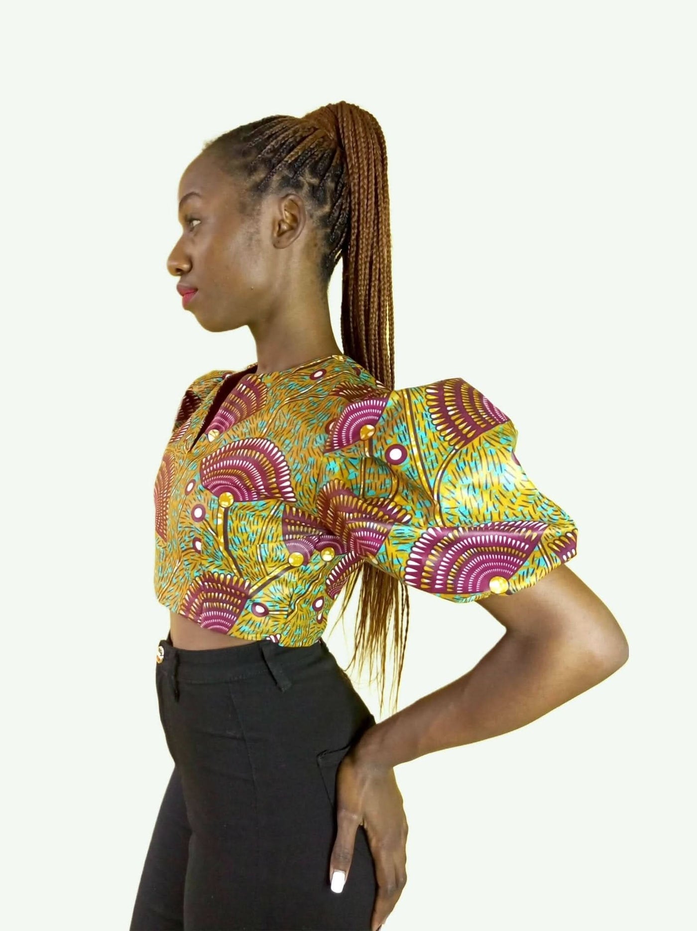 Da'joy Fashions Davina Ankara Top - Brown - Shopzetu