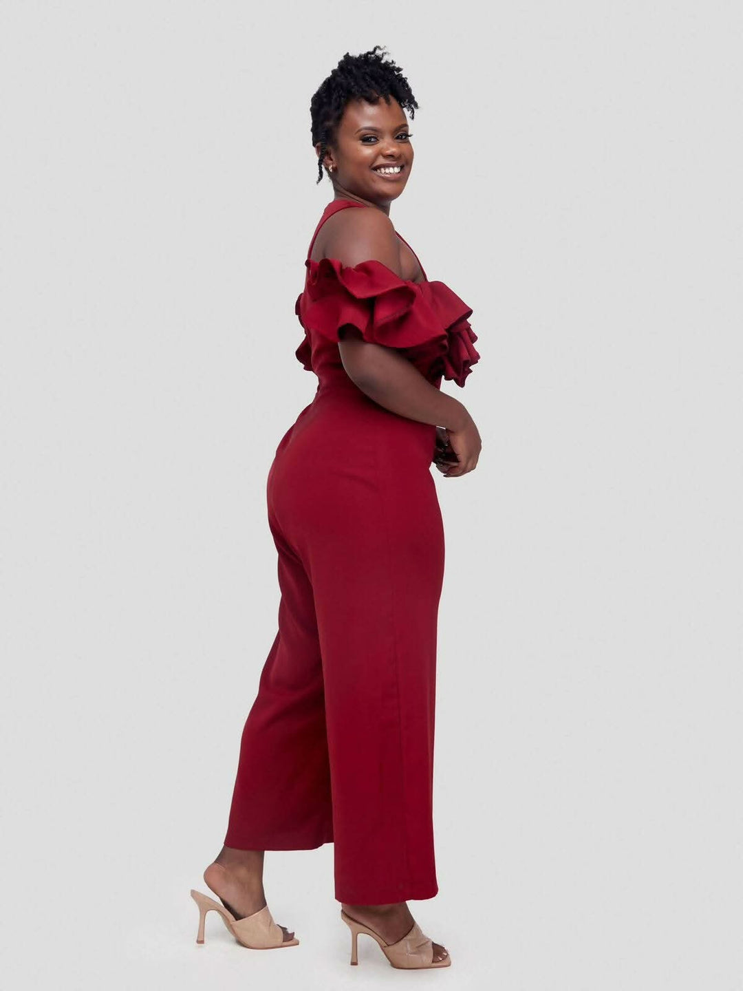 Jem Africa Waithera Culottes Jumpsuit - Maroon - Shopzetu