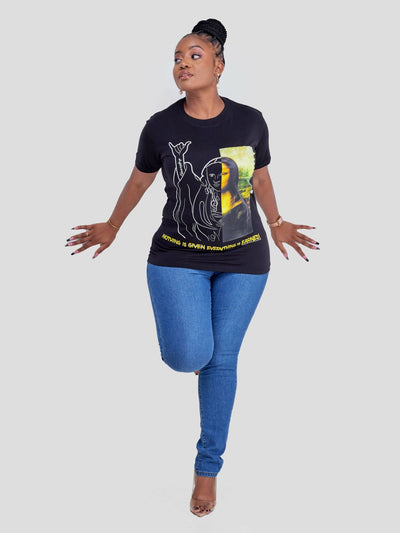 Cheezydrip Monalisa T-shirt - Black - Shopzetu