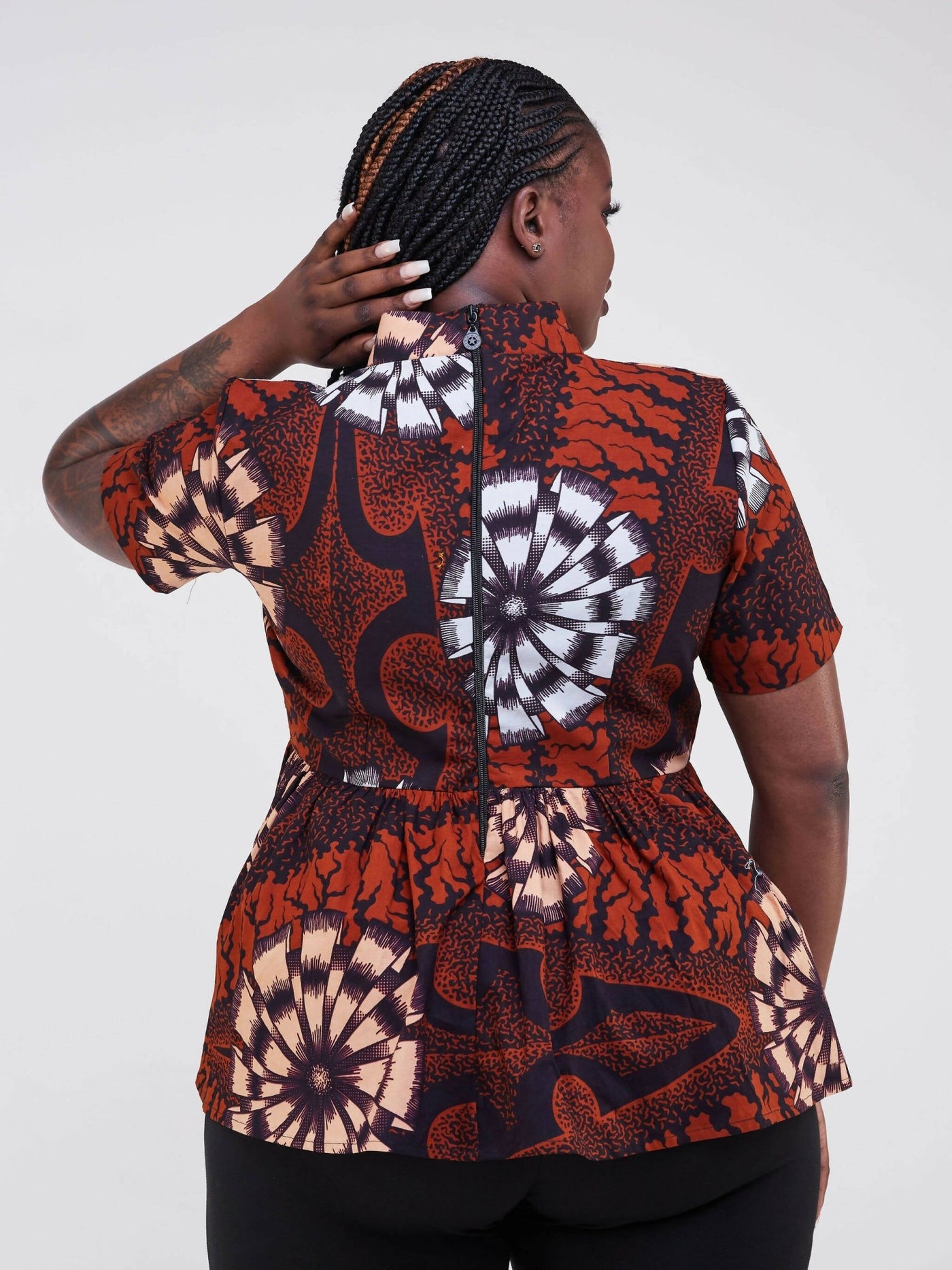 Izulu Mushuru Top - Brown Print - Shopzetu