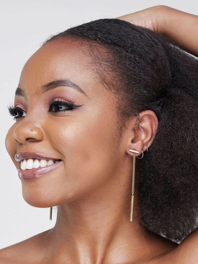 The M Collective Short Bar Brass Earrings - Gold - Shopzetu