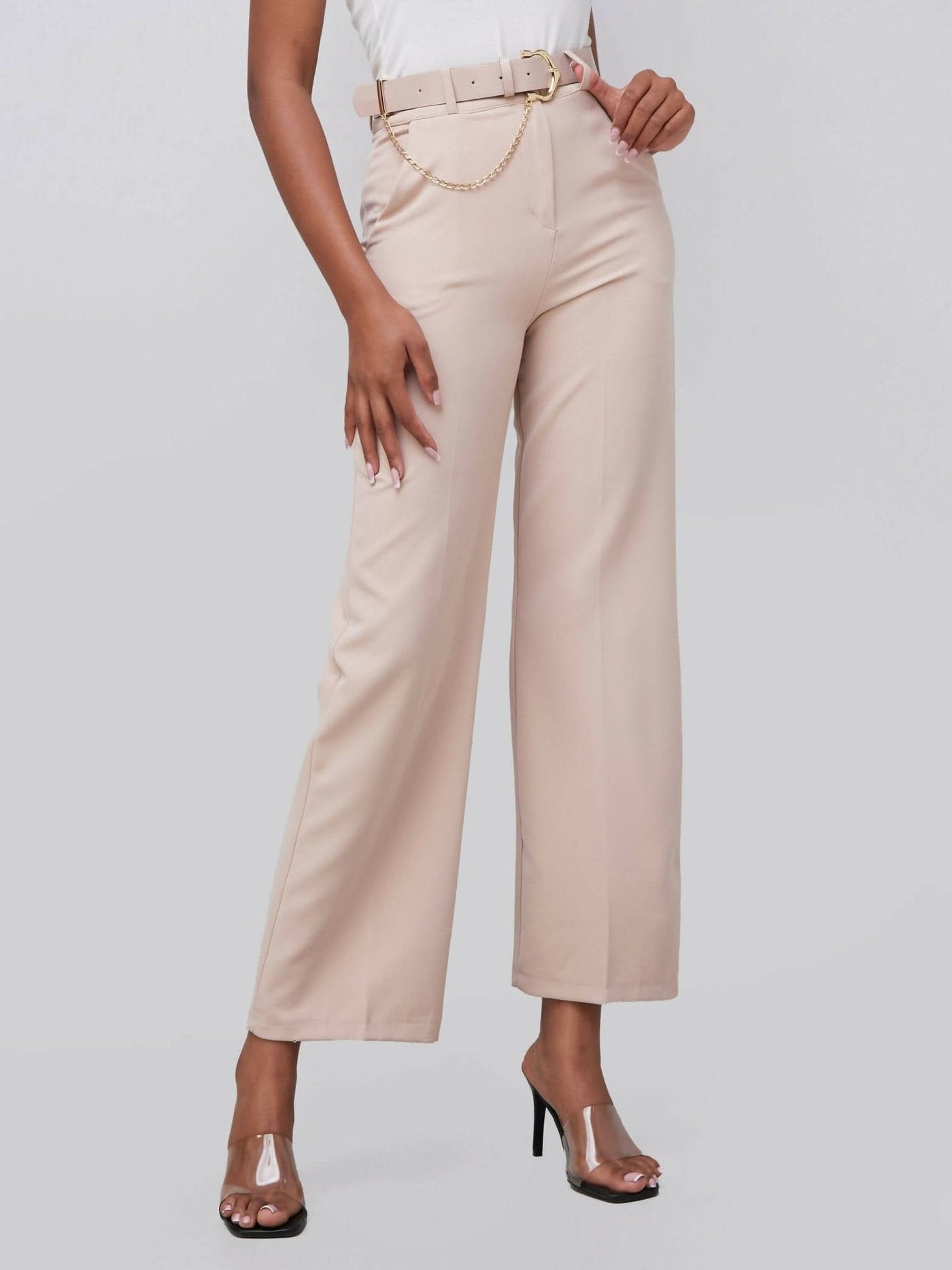 The Fashion Frenzy Flared Trouser - Cream - Shopzetu