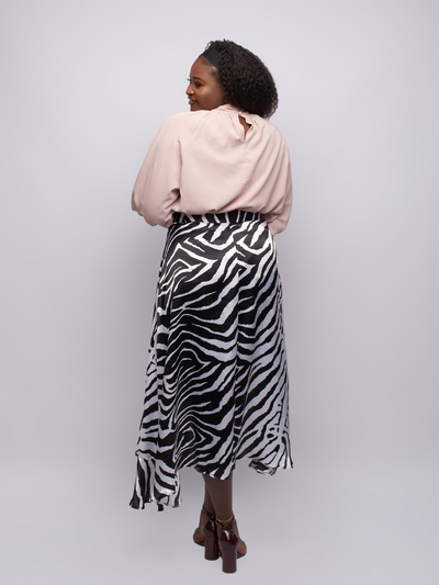 Tuli Danai Frilled Mock Neck Blouse - Beige