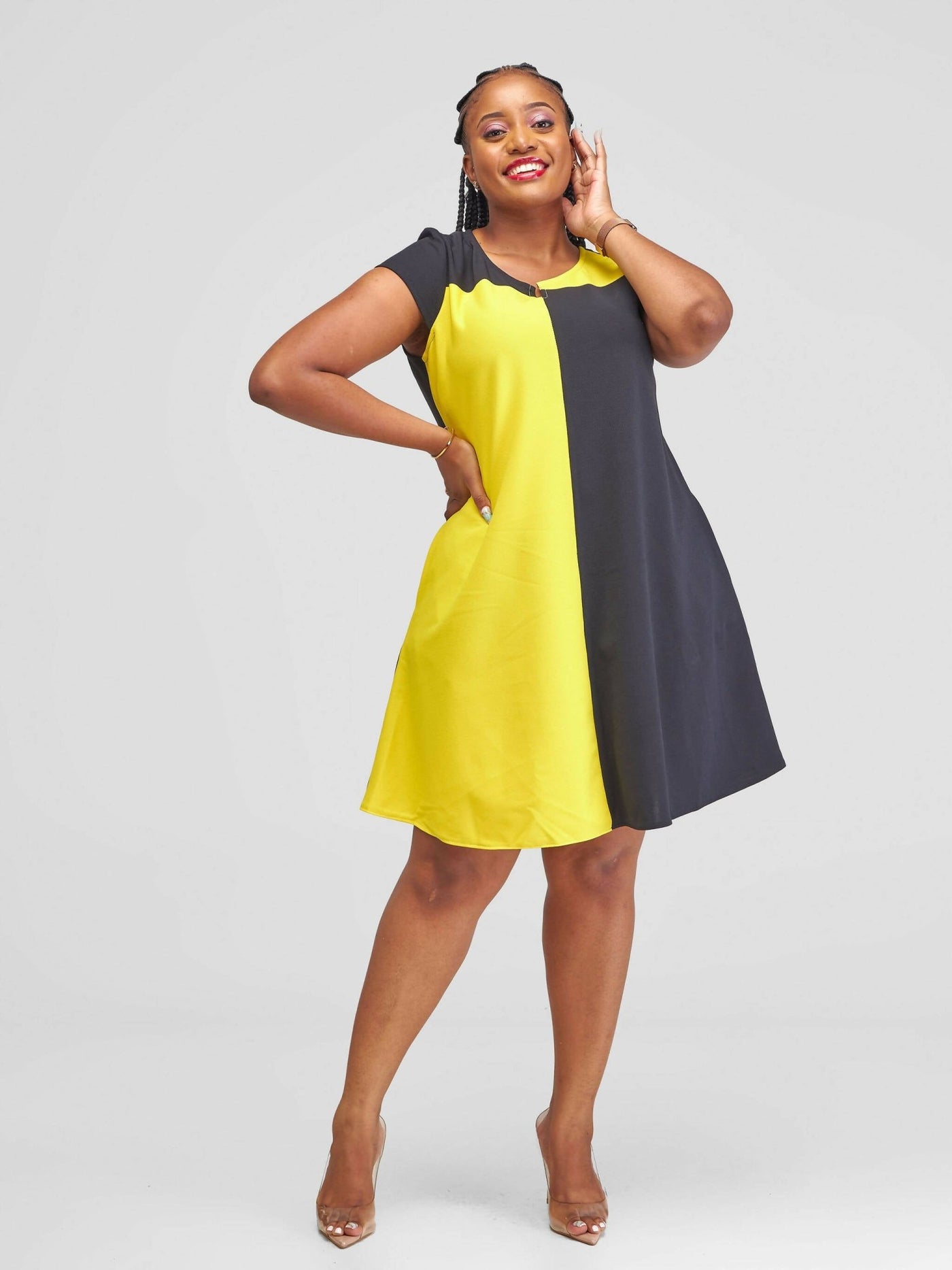 Jolly Fancy Wear Aika Shift Dress - Black / Yellow - Shopzetu