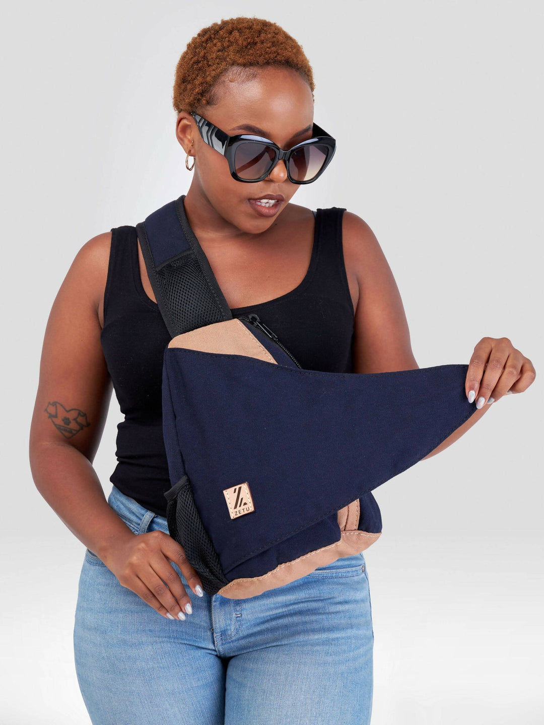 Zetu Africa Slingbag Crossbag - Navy Blue - Shopzetu