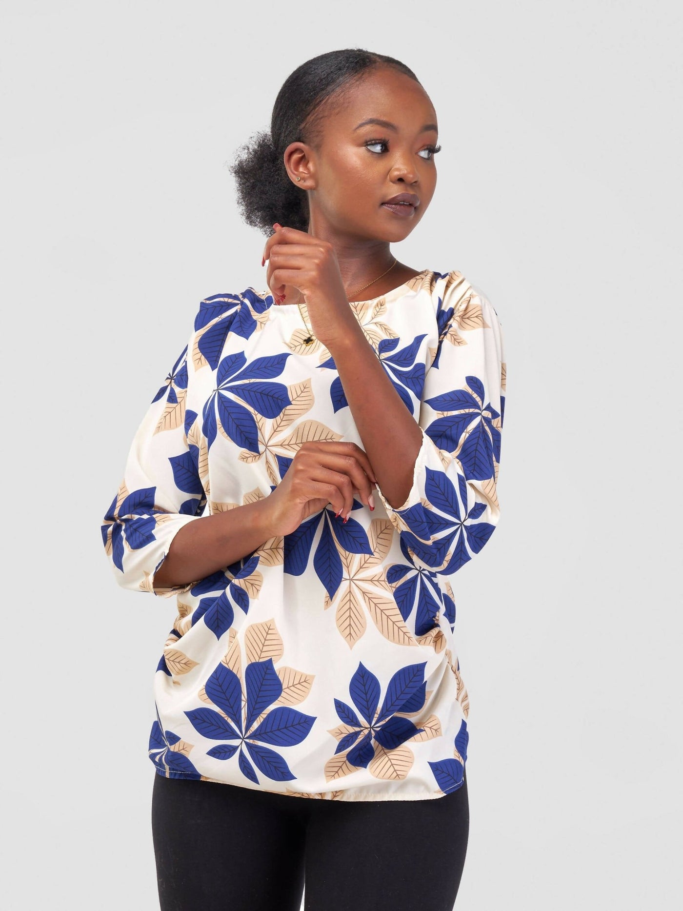 Timyt Urban Wear- Flora Chic Quarter Sleeved Top - Floral - Shopzetu