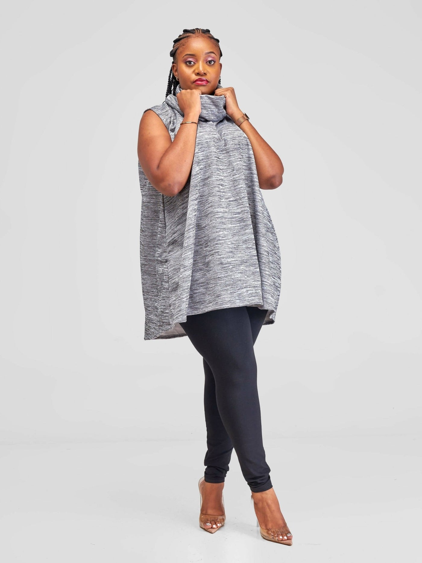 TIMYT Urban Wear Breeze Chic Poncho - Grey - Shopzetu