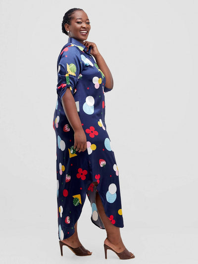 Aramay All Star Strawberry Shirt Dress - Navy Blue