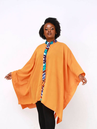Ancestral House DD Eclectic Boubou Chiffon Top - Orange - Shopzetu