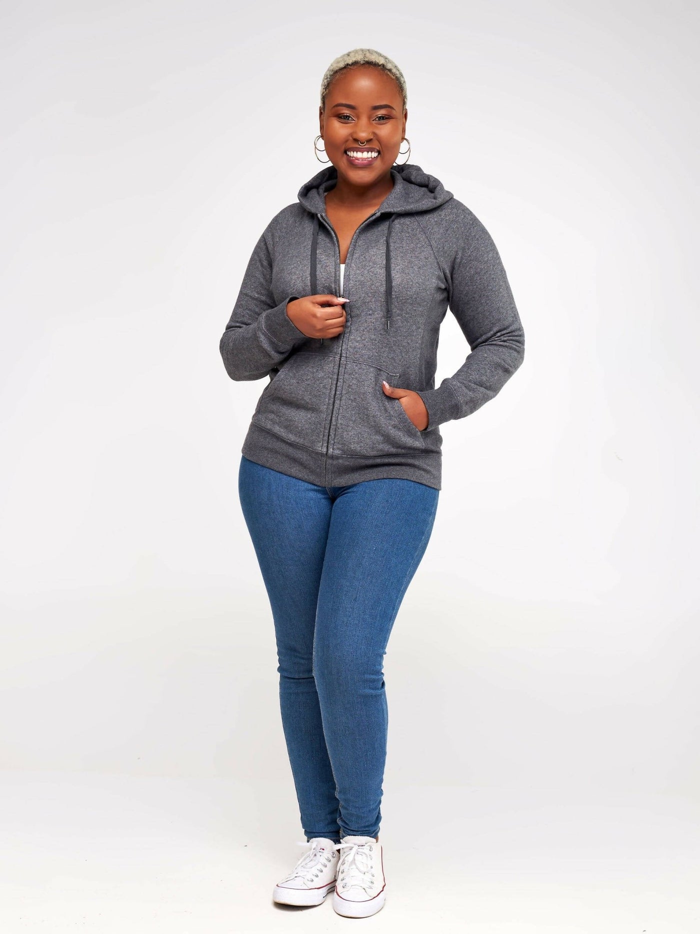 Hessed Zip Up Unisex Hoodies - Dark Grey - Shopzetu
