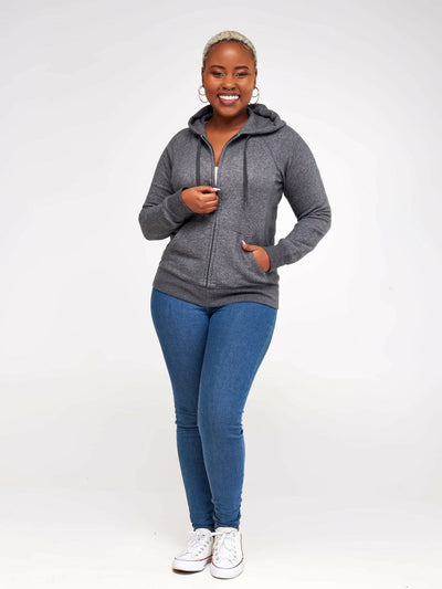 Hessed Zip Up Unisex Hoodies - Dark Grey - Shopzetu