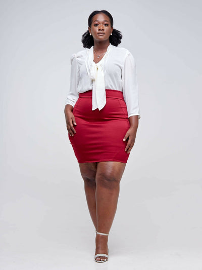 Da'joy Fashions Athena Pencil Skirt - Maroon - Shopzetu