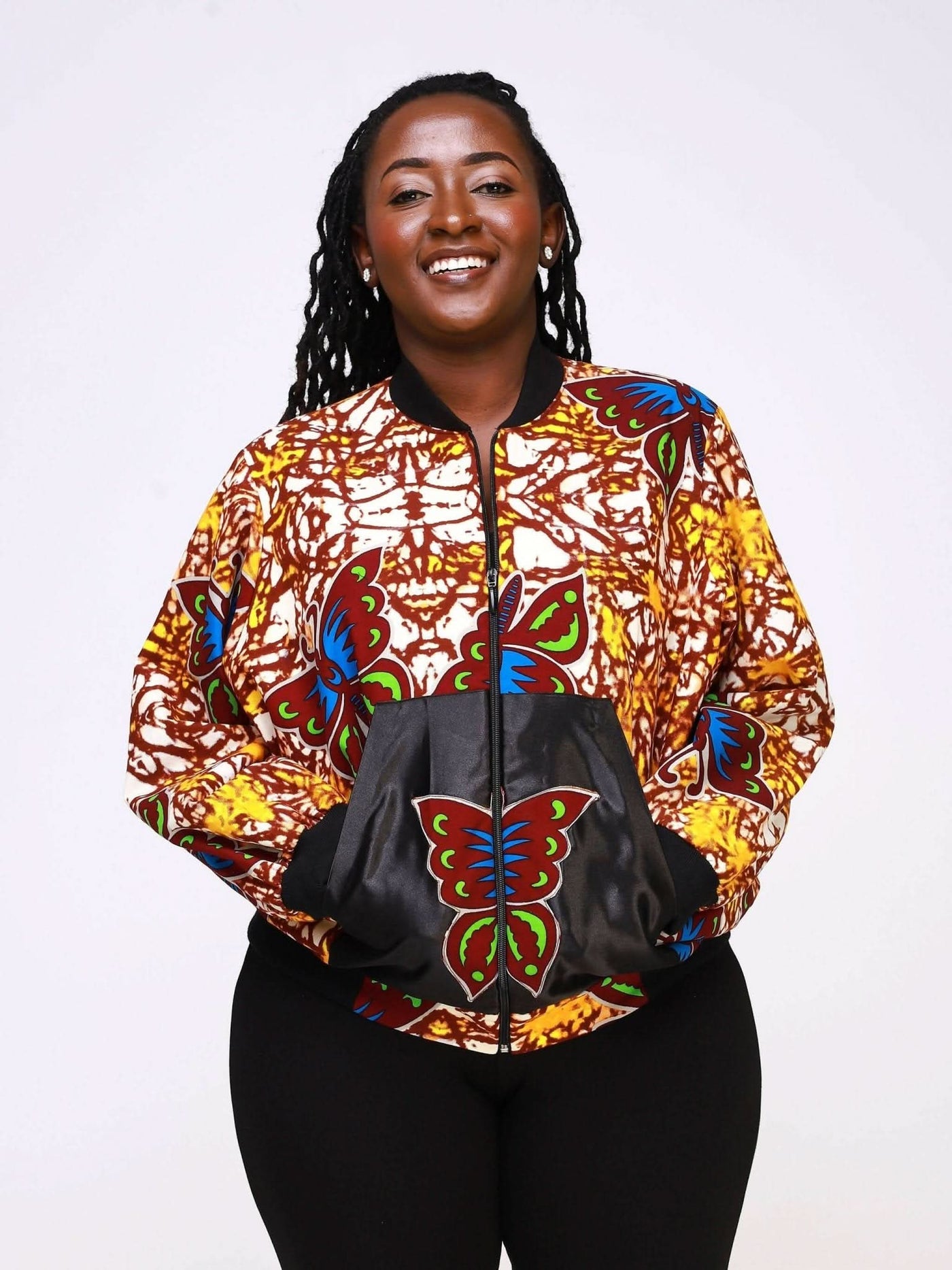 Ancestral House Nef Africanprint Bomber - Brown - Shopzetu