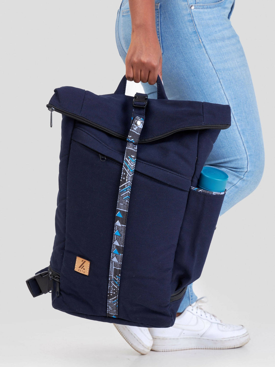 Zetu Africa Canvas Laptop Bag - Navy Blue - Shopzetu
