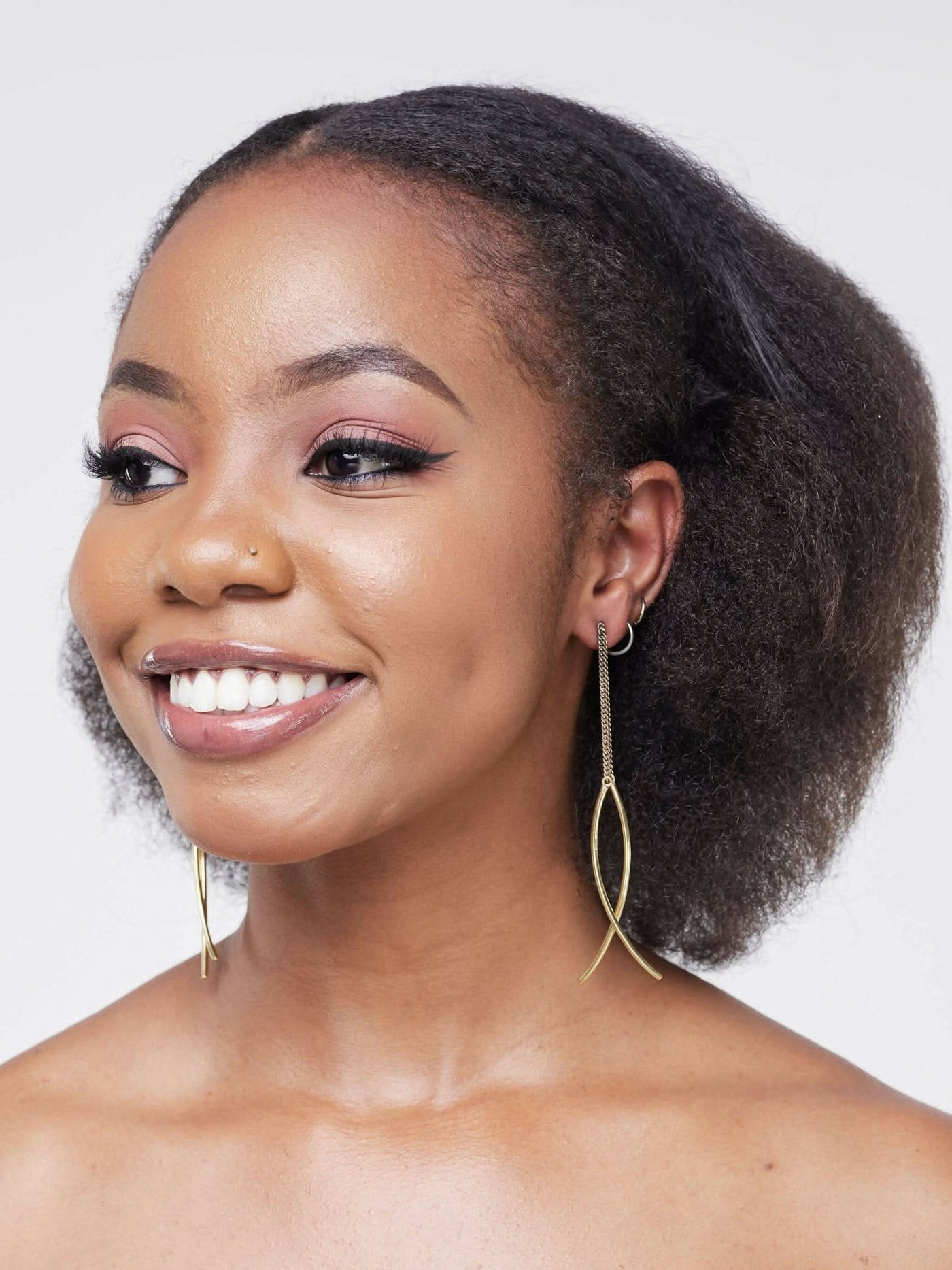 The M Collective Moon Curve Brass Earrings - Gold - Shopzetu