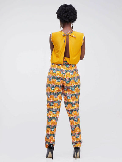 Simbaress Ankara Mix Karisi Jumpsuit - Orange - Shopzetu