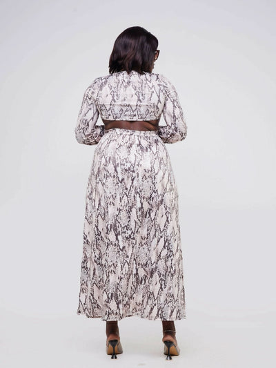 Exclusive Styles Snake Print Mid Cut Out Dress - Snake Print - Shopzetu