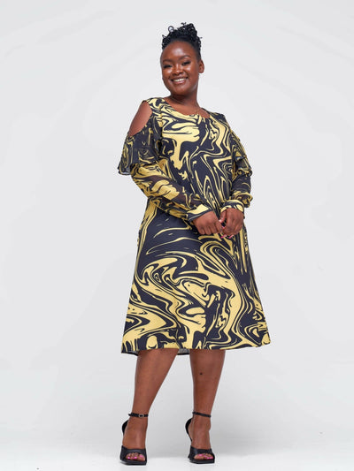 The Fashion Frenzy Off-Shoulder Dress - Yellow - Shopzetu